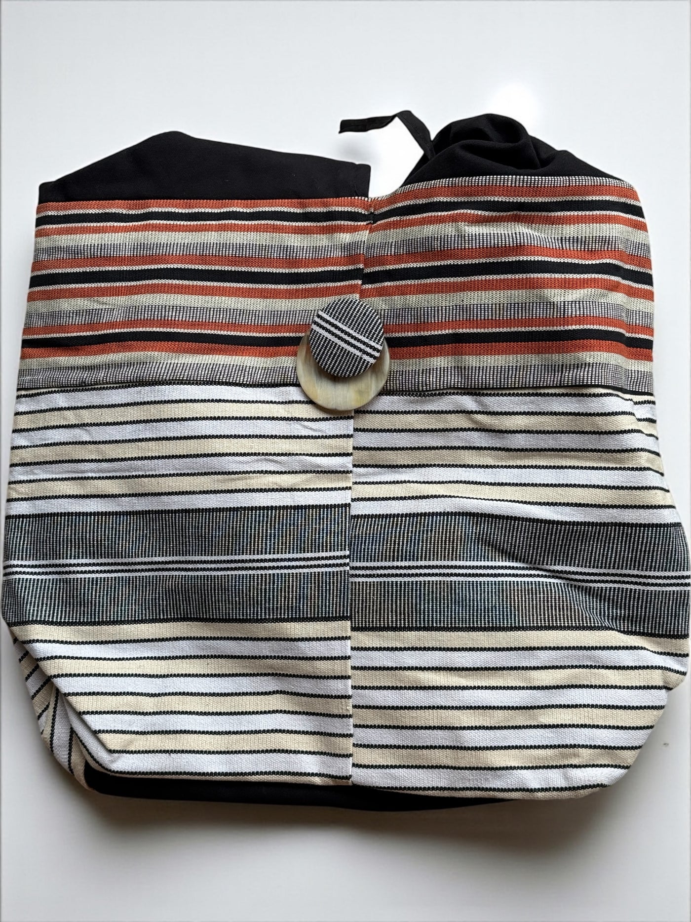 Horizon Stripe Oversized Faso Dan Fani Shoulder Bag – Handmade in Burkina Faso