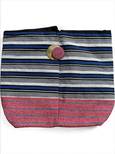 Horizon Stripe Oversized Faso Dan Fani Shoulder Bag – Handmade in Burkina Faso
