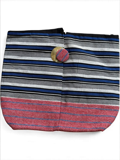 Horizon Stripe Oversized Faso Dan Fani Shoulder Bag – Handmade in Burkina Faso