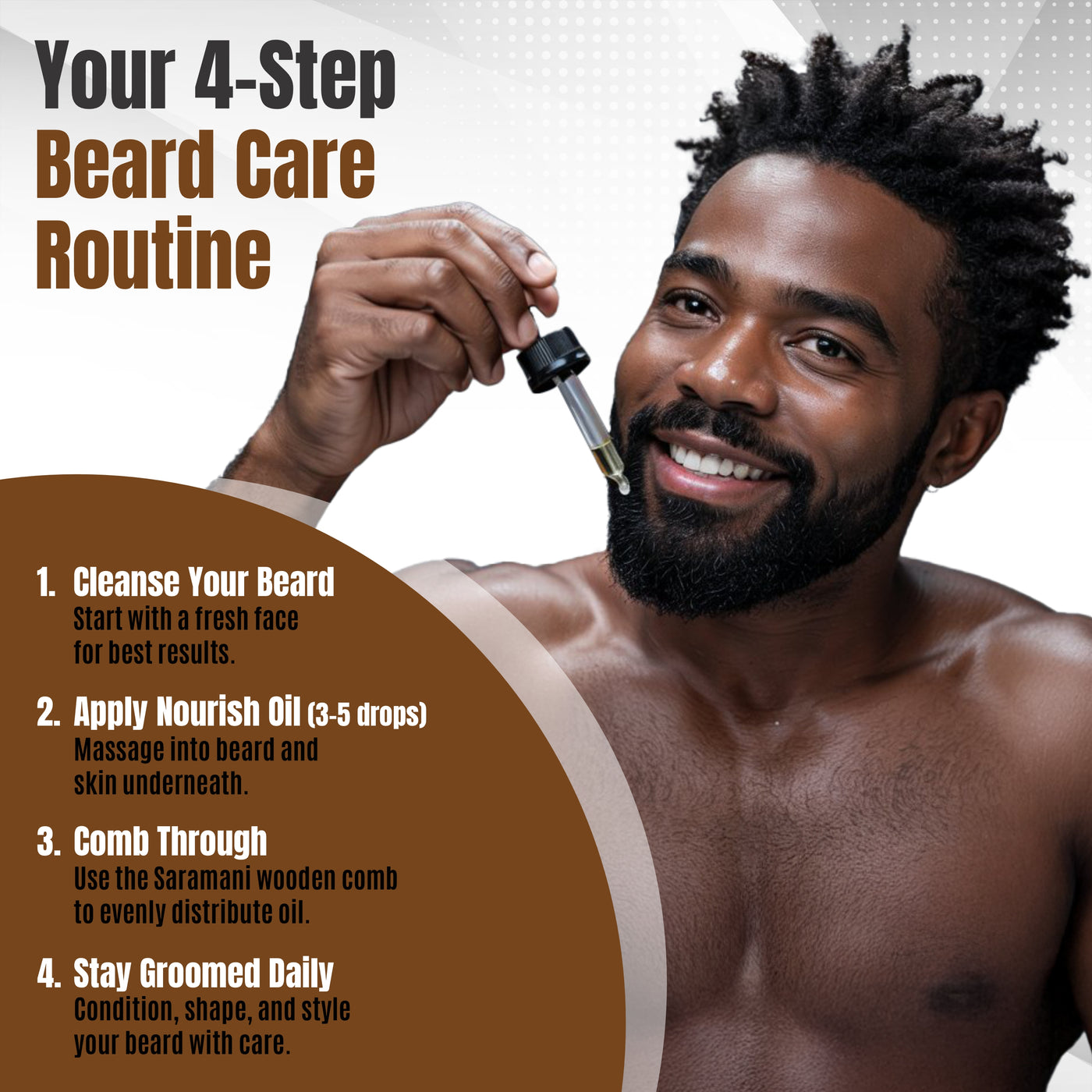 Saramani Beard Grooming Kit for Men – 30ml Sandalwood Beard Oil