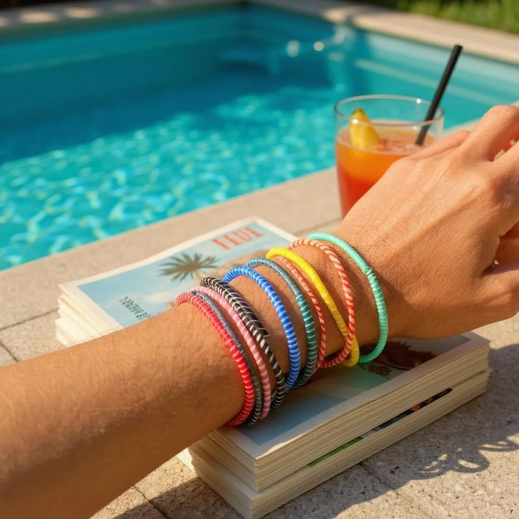 Handmade Recycled Flip-Flop Bracelet – Lightweight, Colorful & Eco-Friendly