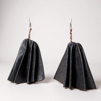 Handmade Leather Fan Earrings – Authentic Craft from Burkina Faso