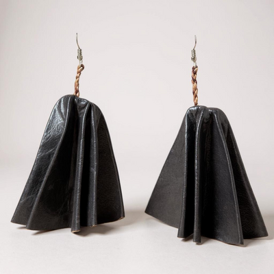 Handmade Leather Fan Earrings – Authentic Craft from Burkina Faso