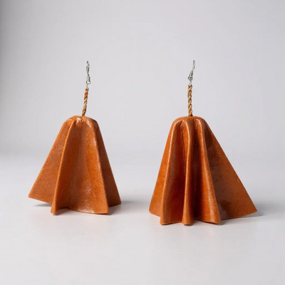 Handmade Leather Fan Earrings – Authentic Craft from Burkina Faso