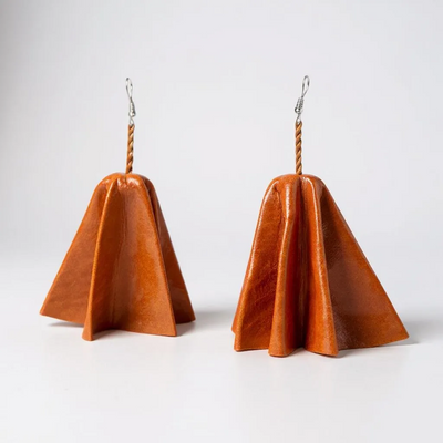 Handmade Leather Fan Earrings – Authentic Craft from Burkina Faso