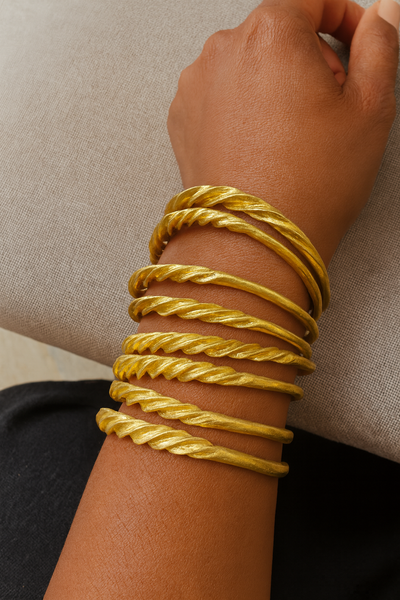 Twisted Fulani Brass Bracelet – Handmade African Cuff