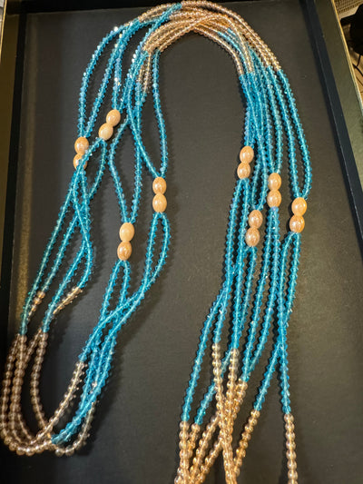 Baby Blue Crystal Double Strands Waistbeads (Wholesale)