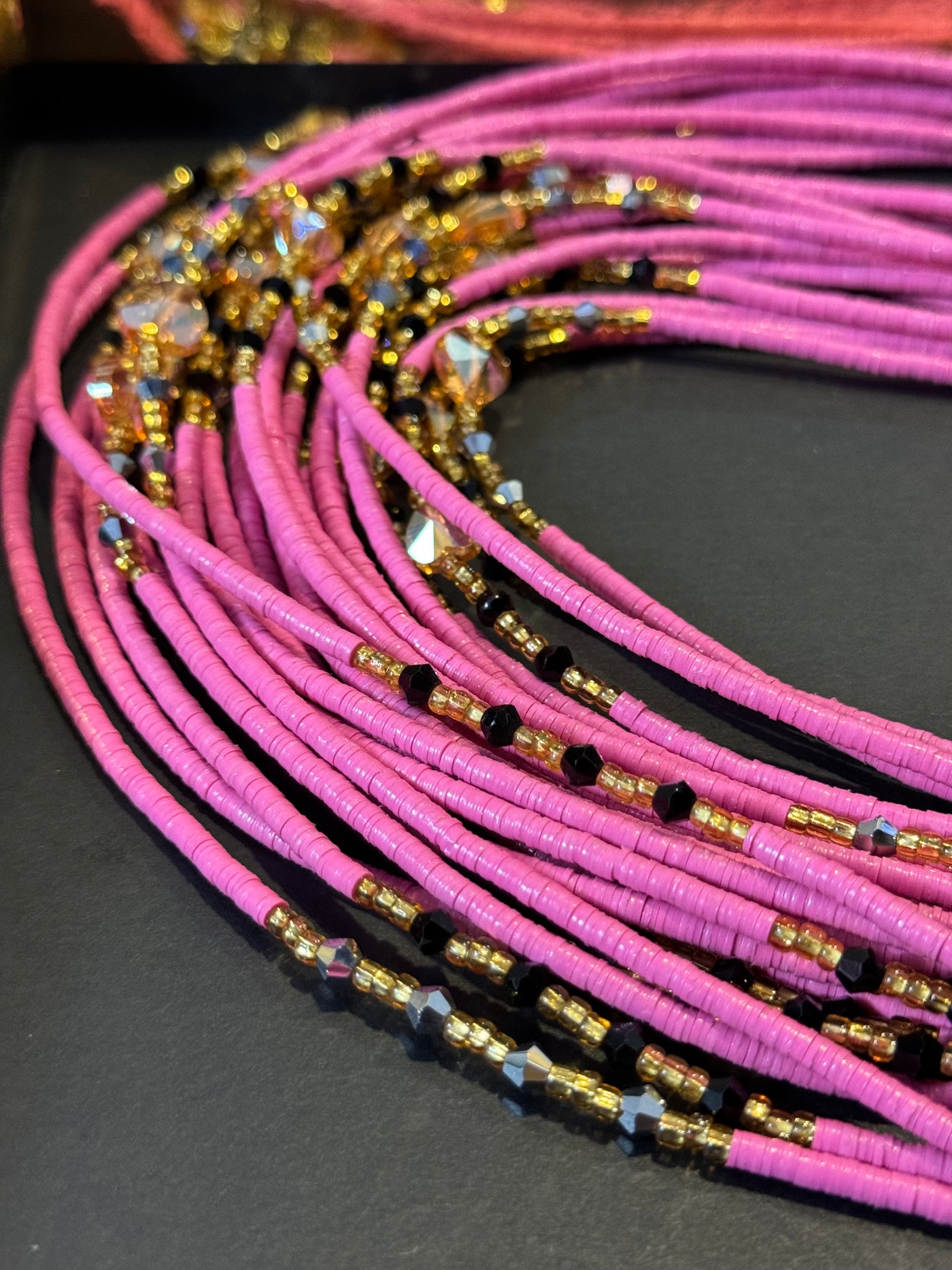 Oni (Wanted) Authentic Ghana Heishi Red Green Blue Pink Purple Yellow white Waistbeads 43" To 50" Inches