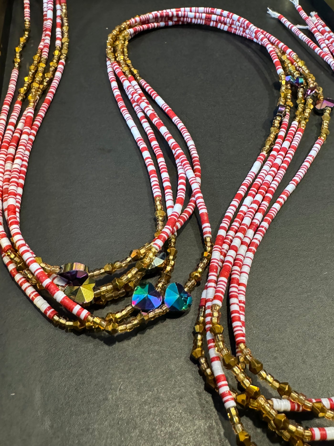 Oni (Wanted) Authentic Ghana Heishi Red Green Blue Pink Purple Yellow white Waistbeads 43" To 50" Inches