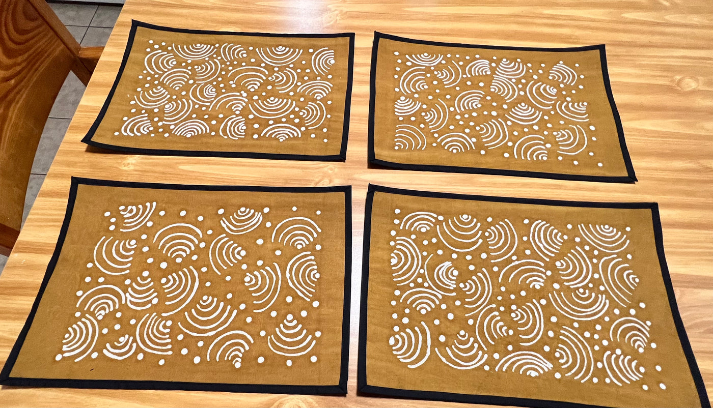 "Artisan-Made Malian Mudcloth Placemats for Unique Table Settings"