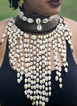 Load image into Gallery viewer, African Handcrafted Cowrie Shells &amp; Leather Choker with Adjustable Buttons
