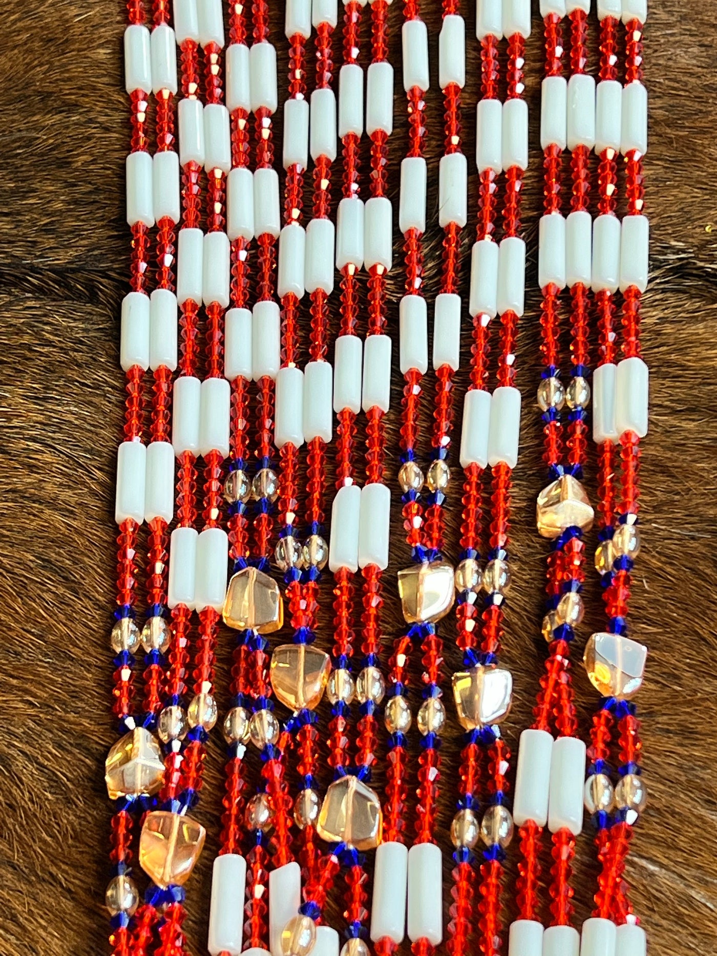 Candilicious  Double Strands Red White Waistbeads (Wholesale)