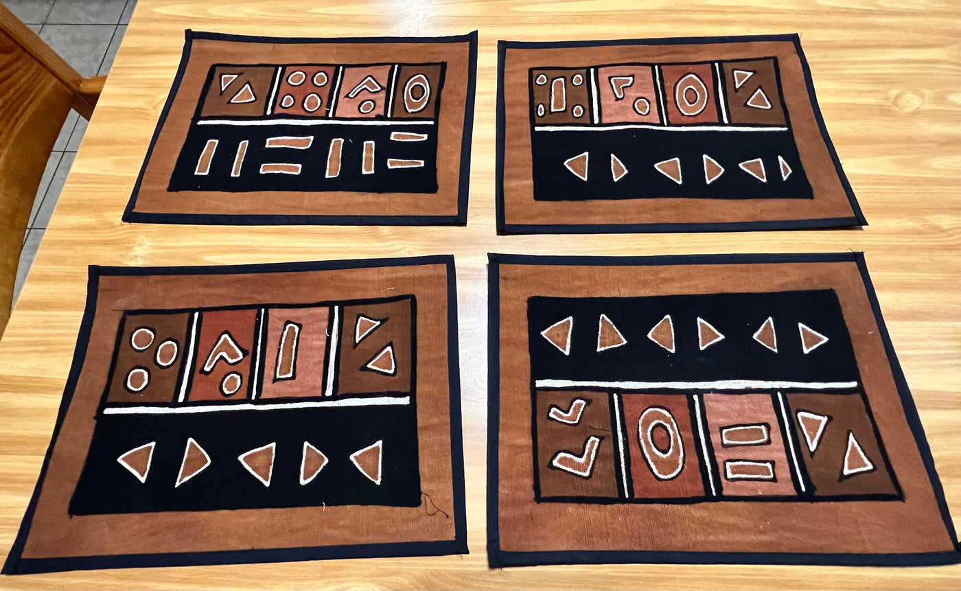 "Heritage Series: Malian Mudcloth Placemats, Plant-Dyed & Handcrafted"