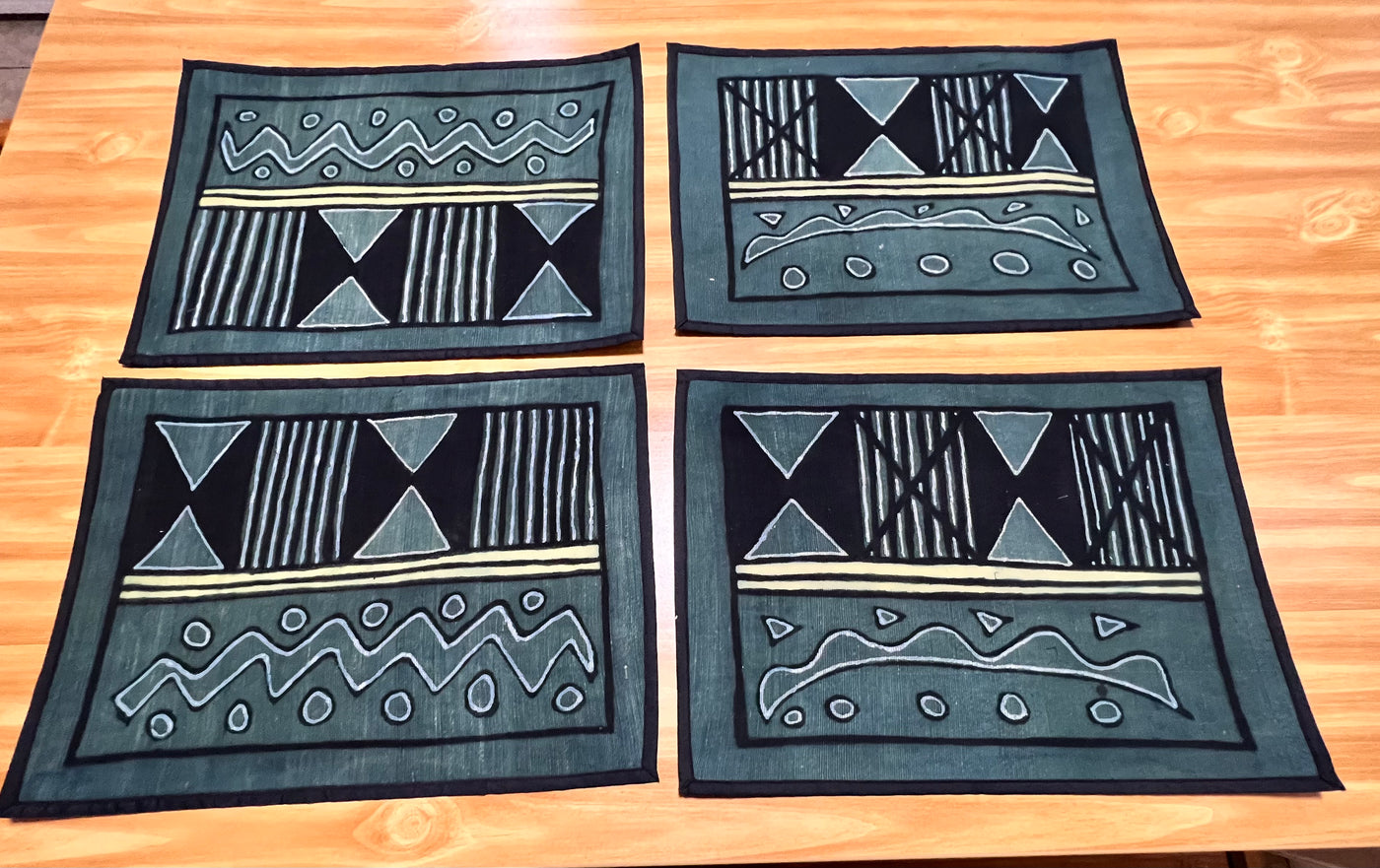 "Authentic Handmade Malian Mudcloth Placemat Collection"