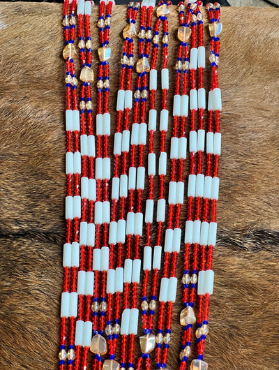 Candilicious  Double Strands Red White Waistbeads (Wholesale)