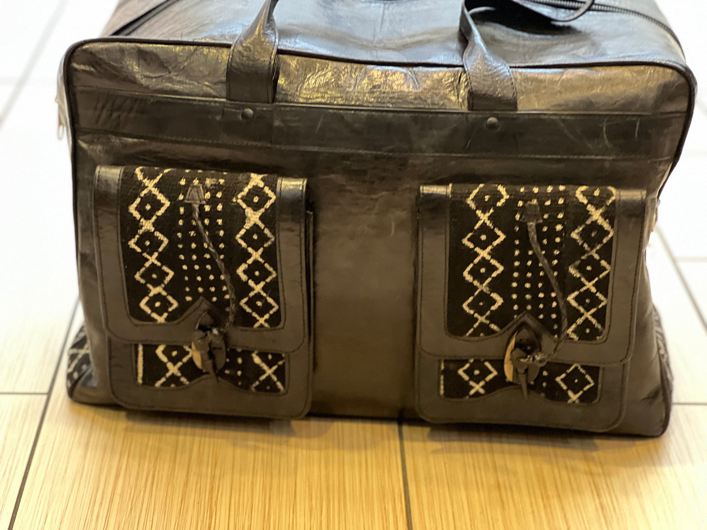 Authentic Handmade Malian Leather & Mudcloth Travel Bag