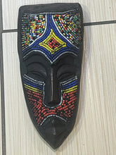 Load image into Gallery viewer, Mini Ghana Mask - Handcrafted Wood and Seed Beads - 9&quot;x6&quot;

