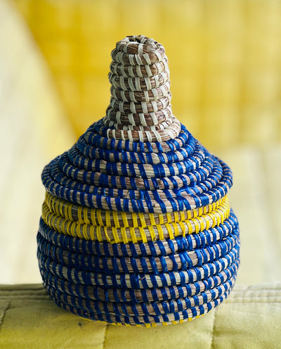 Handwoven Senegal Basket with Cover - Multi-purpose Storage for Jewelry, Keys, and More!