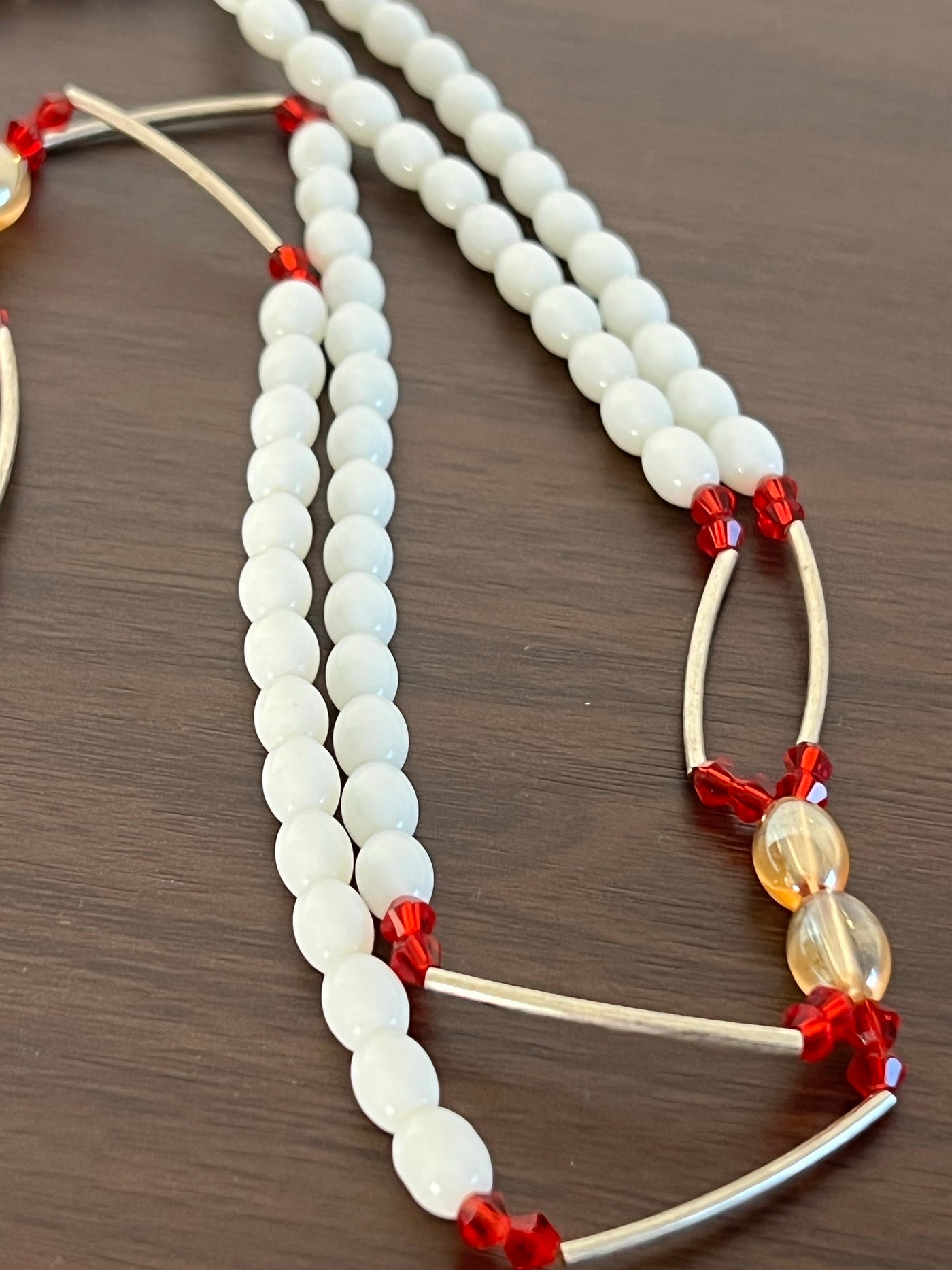 White Red Stretchable Double Strands Waistbeads (Wholesale)