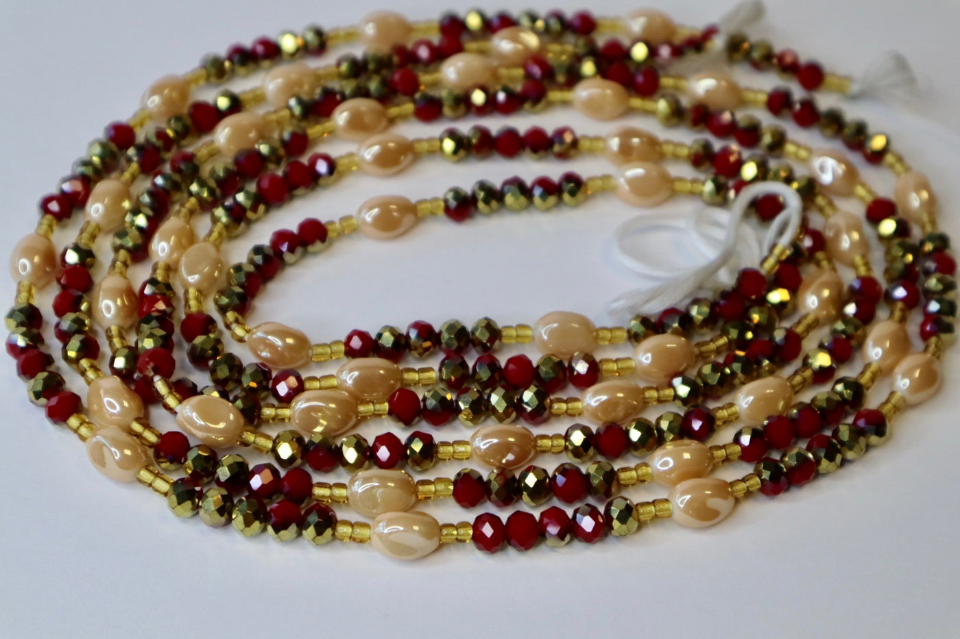 Red and Gold Single Strand Authentic Ghanaian Crystals Waistbeads