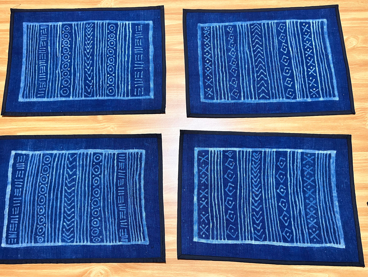 "Set of 4 Natural Dye Indigo Placemats from Mali"
