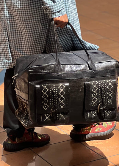 Authentic Handmade Malian Leather & Mudcloth Travel Bag