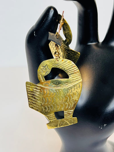 Brass Sankofa Symbol Earrings - Embrace Ghanaian Culture and Heritage (Wholesale)