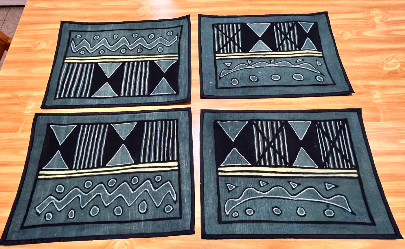 "Authentic Handmade Malian Mudcloth Placemat Collection"