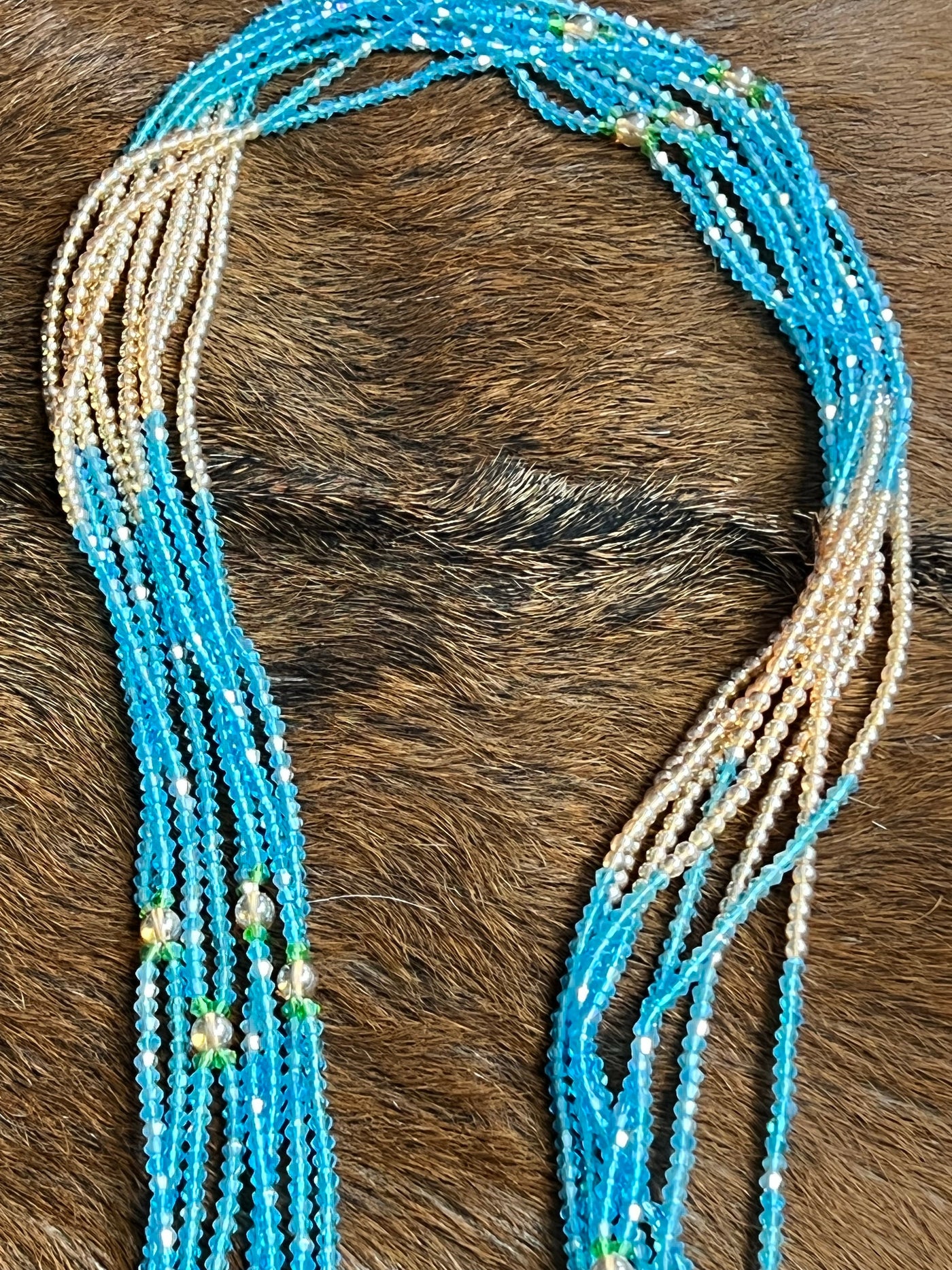 Baby Blue Crystal Double Strands Waistbeads (Wholesale)