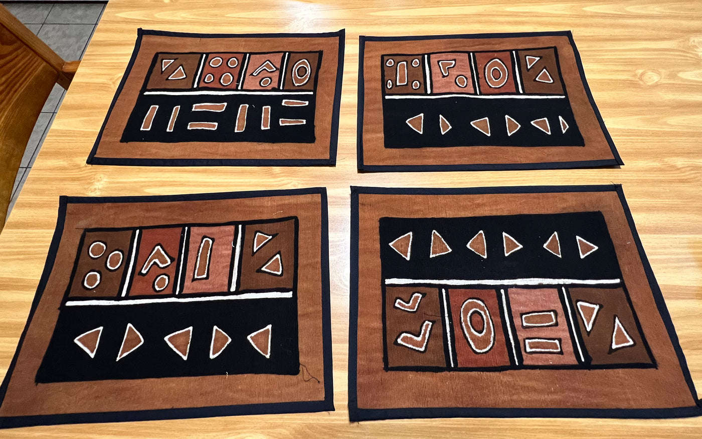 "Heritage Series: Malian Mudcloth Placemats, Plant-Dyed & Handcrafted"