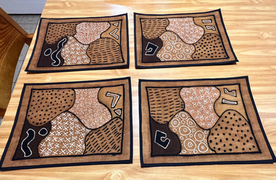 “Authentic Mali Mudcloth Placemats: Handwoven Artistry"
