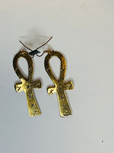 Brass Egyptian Ankh Earrings
