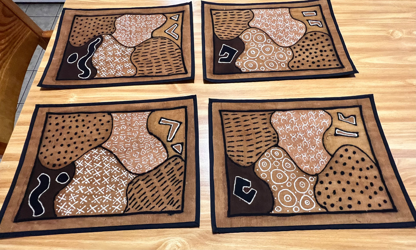 “Authentic Mali Mudcloth Placemats: Handwoven Artistry"
