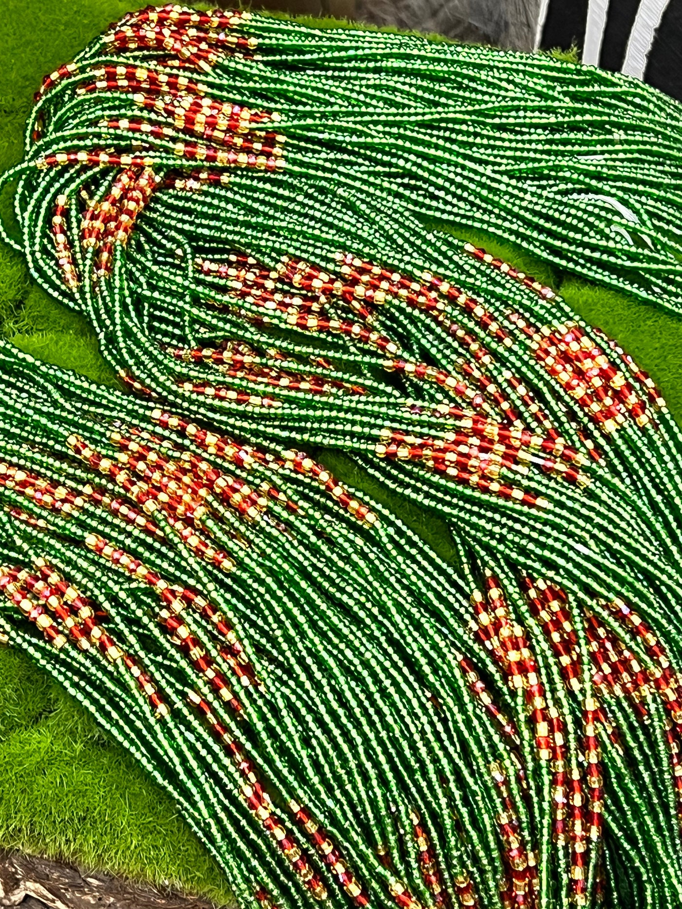 Eagles Inspired Green African Waistbeads 43 Inches (Wholesale)