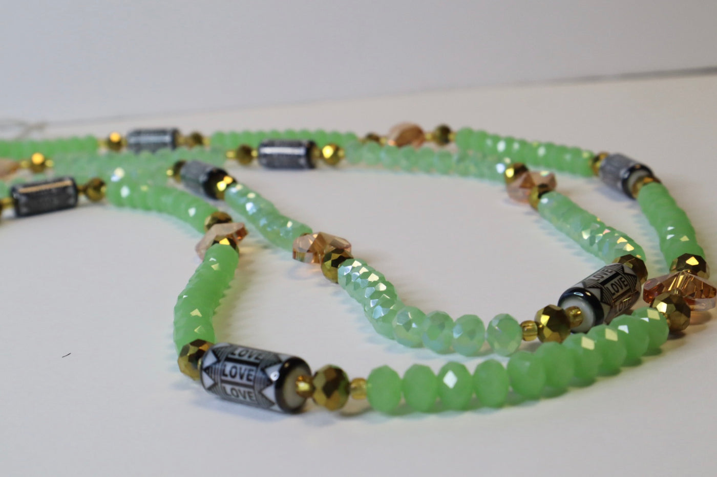 Single Strand Green Crystal Luxueux Ghana Waistbeads