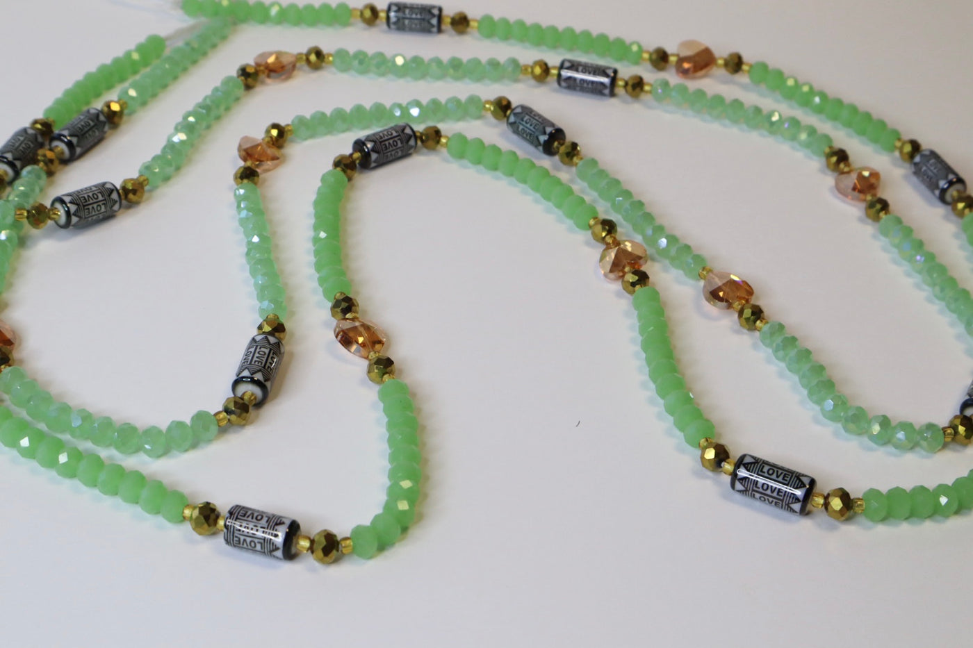 Single Strand Green Crystal Luxueux Ghana Waistbeads