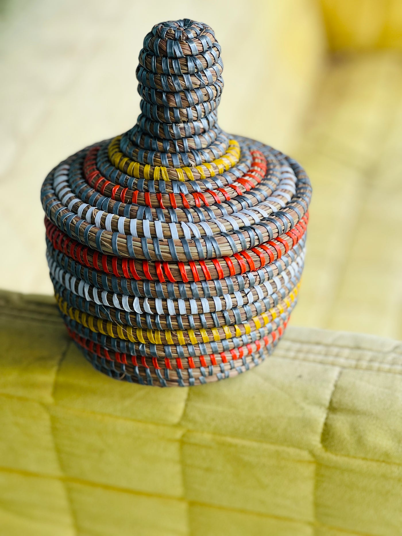 Handwoven Senegal Basket with Cover - Multi-purpose Storage for Jewelry, Keys, and More!