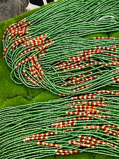 Eagles Inspired Green African Waistbeads 43 Inches (Wholesale)