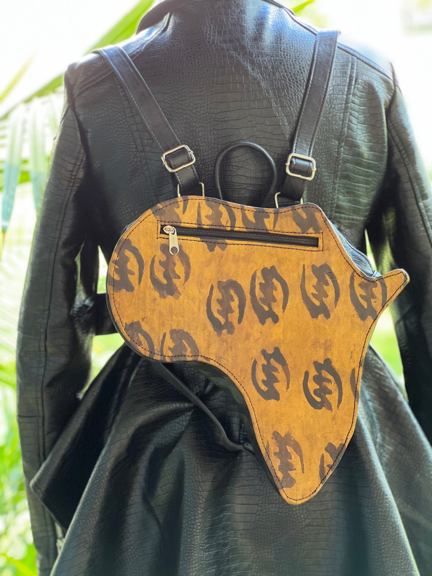 Africa Shape Nyame Leather Backpack (Wholesale)