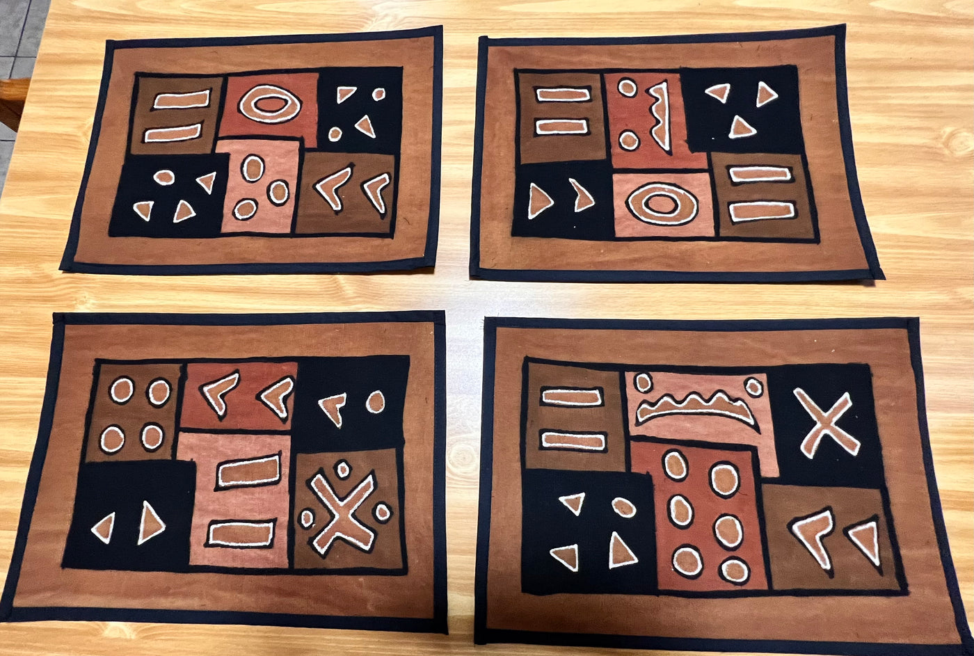 "Eco-Authentic Malian Mudcloth Placemats - Set of 4"