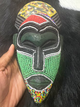 Load image into Gallery viewer, Mini Ghana Mask - Handcrafted Wood and Seed Beads - 9&quot;x6&quot;
