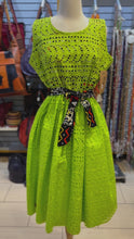 Load and play video in Gallery viewer, Lime African Cotton Lace Dress Medium
