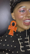 Load and play video in Gallery viewer, Oversized Ankh Leather Earrings
