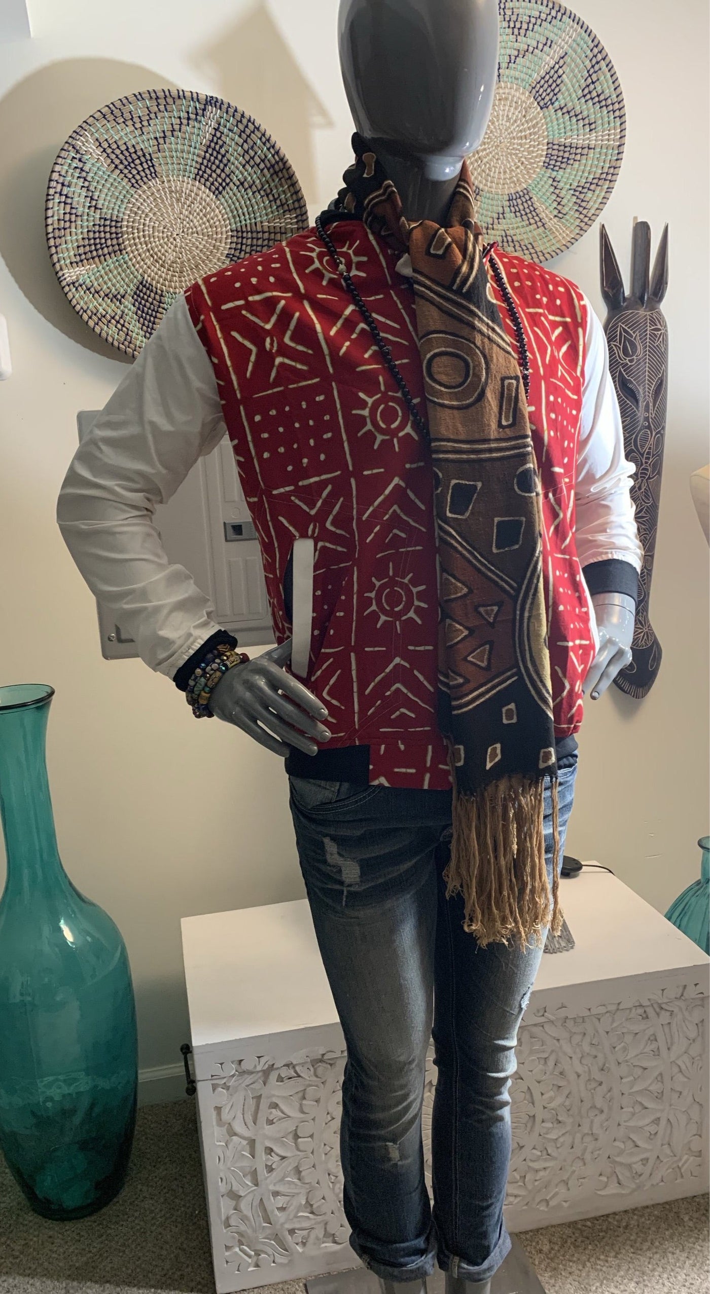 Red Bogolan Bomber Jacket