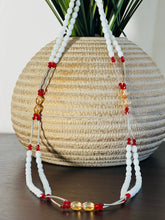 Load image into Gallery viewer, White Red Stretchable Double Strands Waistbeads
