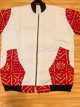 Load image into Gallery viewer, White Red Bogolan Bomber Jacket
