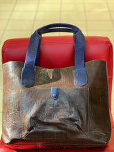 Load image into Gallery viewer, Brown Blue leather bag
