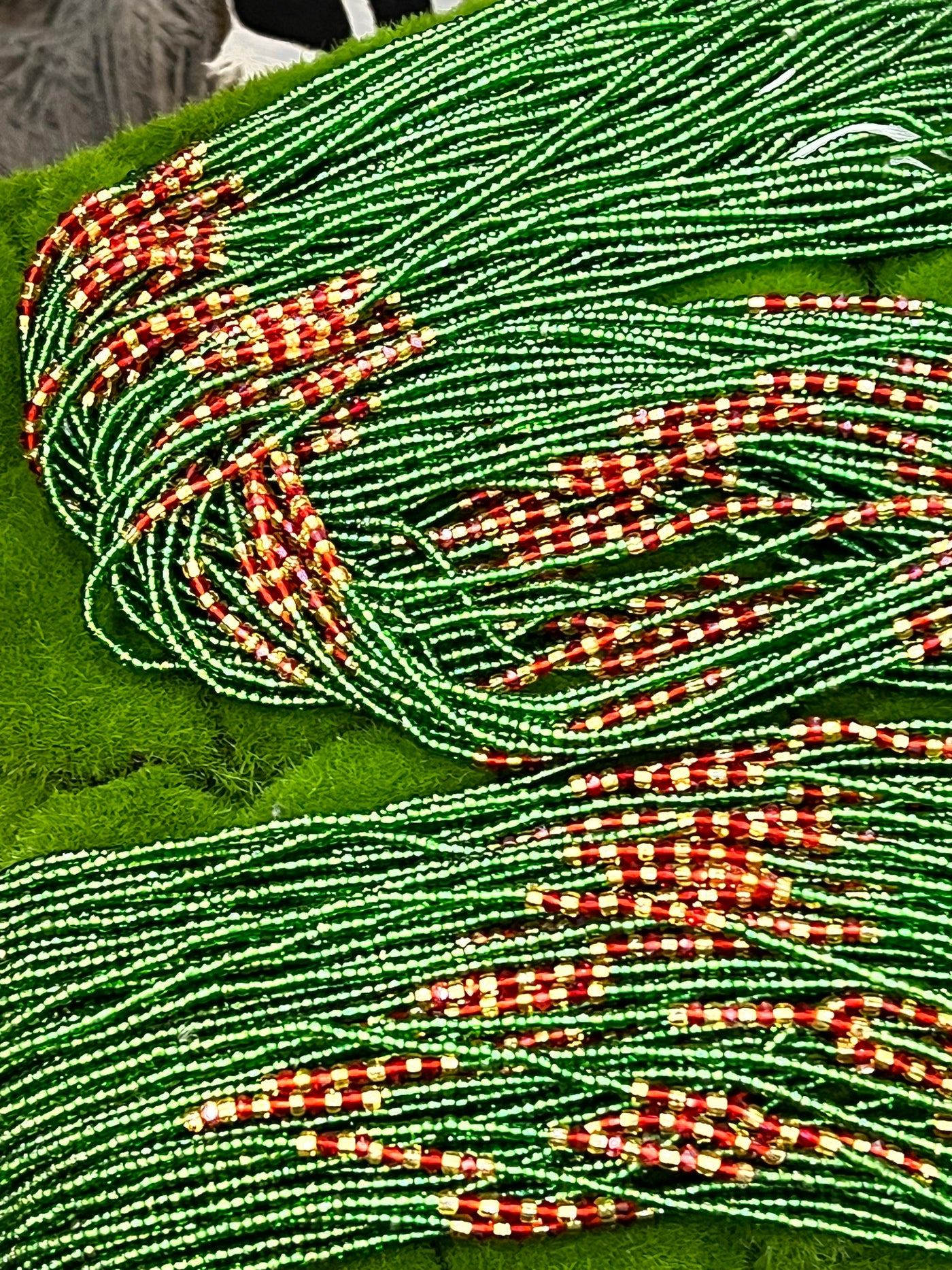 Eagles Inspired Green African Waistbeads 43 Inches